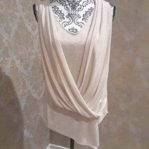 WHBM cream draped asymmetric top